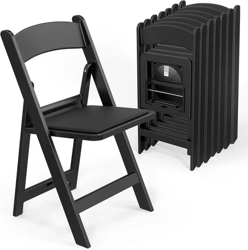 Miniatura 21 de VINGLI Sillas plegables de resina con cojín, silla plegable de plástico con cómodos asientos acolchados, perfectas para fiestas y eventos en Negro