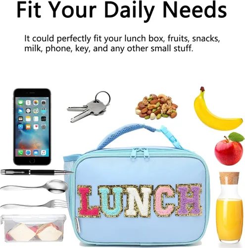 Miniatura 6 de GYEUKHAM Lonchera Aislada para la Escuela, Bolsas de Almuerzo Térmicas Reutilizables Duraderas Congelables para Niños Niñas Hombres Mujeres - azul
