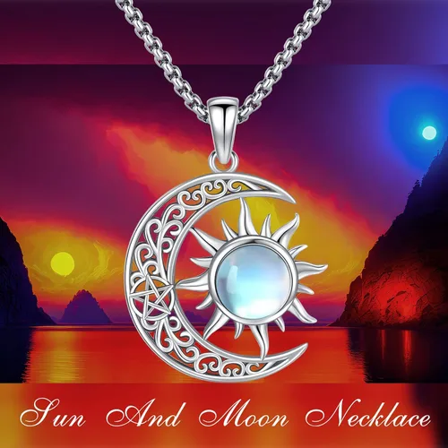 Miniatura 238 de Collar de pentagrama de plata de ley con triple luna, diosa celta, nudo celta, nudo de brujas, Ankh, sol y luna, Hécate, lilith, Santa Muerte