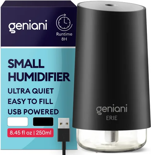 GENIANI Humidificador portátil pequeño de niebla fría, alimentado por USB (no recargable), humidificador de escritorio compacto para plantas,