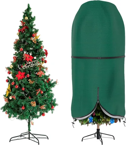 Funda para árbol de Navidad con correas ajustables, bolsa de almacenamiento vertical duradera para árbol de Navidad con cremallera y cordón para