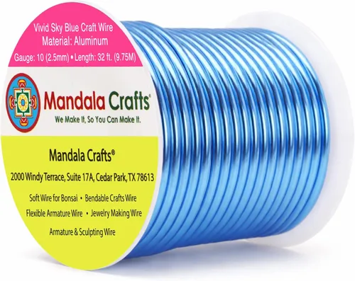 Miniatura 322 de Mandala Crafts - Alambre de aluminio anodizado de 8 calibre para hacer joyas - 9.75 m de alambre flexible negro colorido - Flexible para bonsái