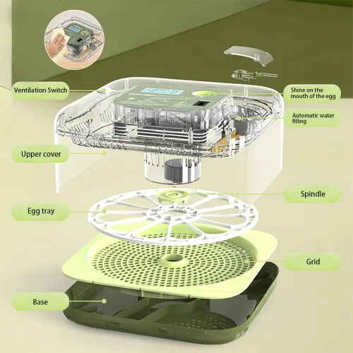 Miniatura 6 de Incubadoras para incubar huevos, capacidad de 12 huevos, incubadora de huevos con giro automático de huevos y control de humedad para todas las aves