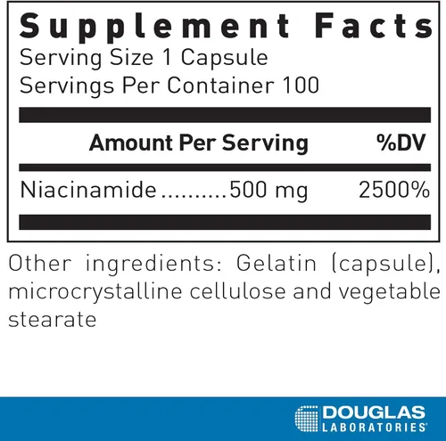 Miniatura 2 de Douglas Laboratories Niacinamida Vitamina B3 para apoyar la salud cardiovascular 100 cápsulas