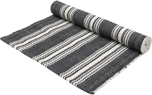 Miniatura 10 de Alfombrilla de Yoga Tejida a Mano 100% Algodón - Gruesa Hecha en Telar en India - para Ejercicio en Piso de Gimnasio - Corredor para Dormitorio