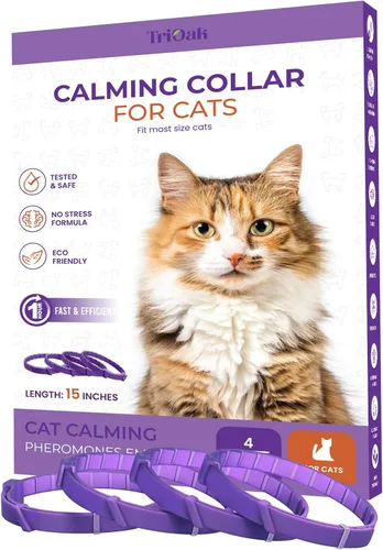 Paquete de 4 collares calmantes para gatos: collares calmantes de feromonas para gatos, ayudan a promover la relajación y la comodidad