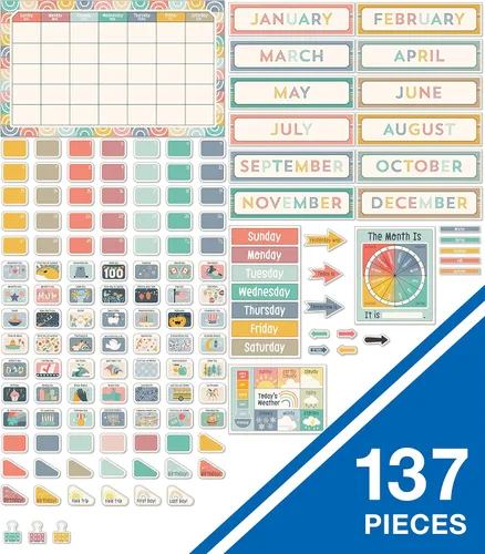 Miniatura 2 de Carson Dellosa We Belong - Juego de 137 piezas de calendario de pared, encabezados mensuales, días festivos, cumpleaños, cubiertas de números