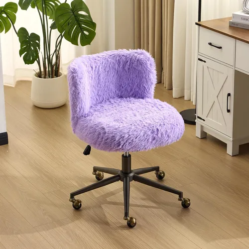 Miniatura 12 de VINGLI - Silla de escritorio de tapicería de lujo con respaldo curvo y inclinación de 90-102° y altura ajustable, linda silla giratoria con base