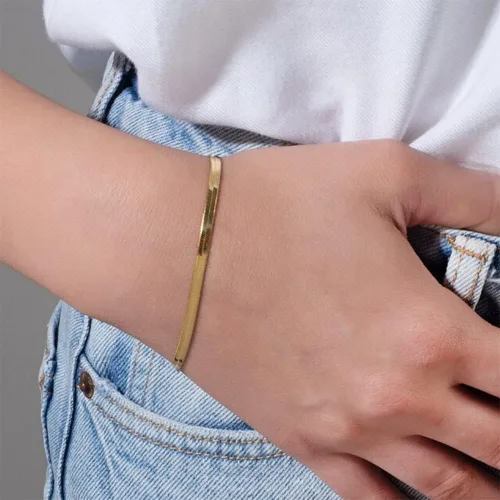 Miniatura 4 de VENOCO Pulseras de oro para mujer, delicadas pulseras de cuentas de oro de 14 quilates, conjuntos de pulseras de espiga ajustables en capas