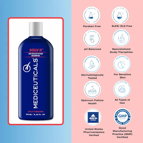 Miniatura 6 de Mediceuticals Solv-X Shampoo - Para cabello graso y cuero cabelludo - Champú para el acné del cuero cabelludo para hombres, mujeres y adolescentes