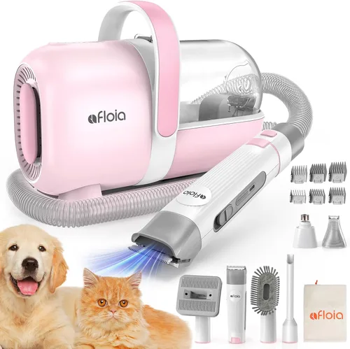 Afloia Kit de aseo para perros 6 en 1, aspiradora para mascotas para desprendimiento, aspiradora de pelo de perro con cortaúñas, lijadora, cepillo