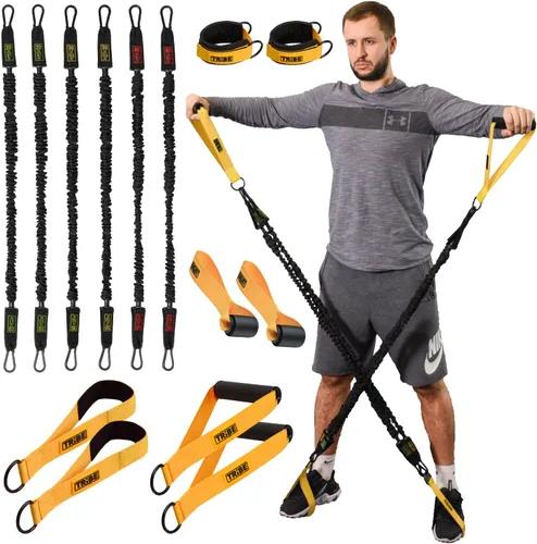 Miniatura 8 de Tube Resistance Bands for Working Out Men and Women - 180lb Exercise Bands Set with Handles, Resistance Band Bar, Ankle Straps, Foot Straps, Door