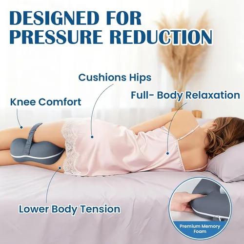 Miniatura 5 de SweetSlubr Almohada de rodilla para dormir de lado, almohada de piernas para aliviar el dolor de ciática, almohada ergonómica de espuma