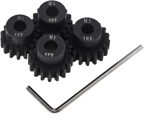 Miniatura 3 de 4pcs Mod 1 piñón engranaje 0.197 in endurecido 15T 16T 17T 18T M1 engranajes de paso RC pieza de actualización con destornillador