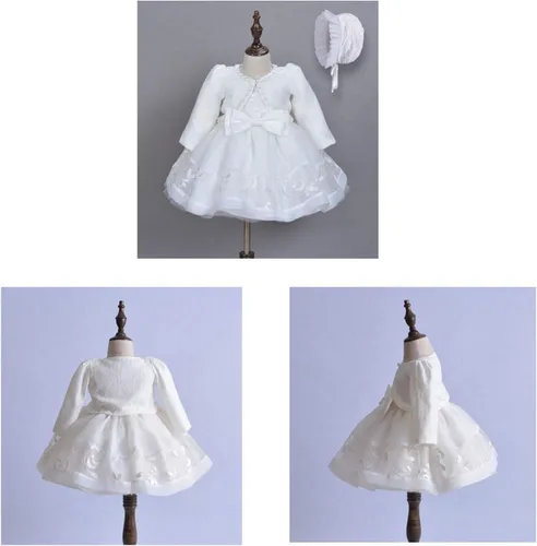 Miniatura 6 de Vestido formal blanco para bautizo o fiesta de boda 3 piezas