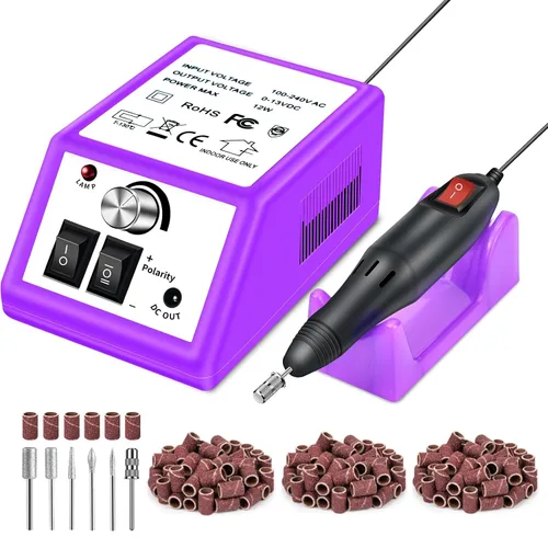 Miniatura 7 de LAVAED Kit de máquina de taladro de uñas eléctrico profesional, vibración de bajo ruido con brocas de uñas y bandas de lijado para taladro de uñas