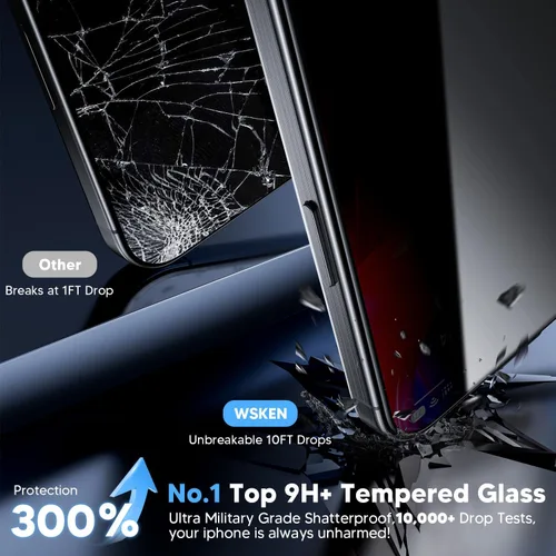 Miniatura 5 de WSKEN Protector de pantalla de privacidad para iPhone 15 Pro Max [eliminación automática de polvo] Pantalla de cobertura completa 2.5D Edge 28