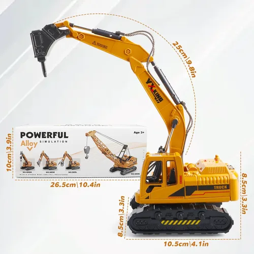 Miniatura 7 de Camión de juguete ABS fundido a presión para niños de 3 a 12 años, vehículo de construcción de metal alimentado por fricción con cabina giratoria