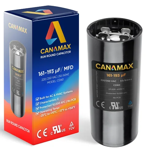 Miniatura 10 de 108-130 uf 108/130 MFD 110-125 VCA Voltios CD60 Condensador de arranque de motor redondo 50/60 Hz AC Eléctrico - Compatible con condensadores