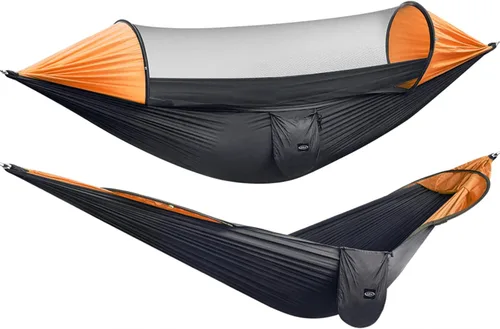 Miniatura 11 de G4Free Hamaca Grande para Acampar con Mosquitero para 2 Personas Pop-up Paracaídas Ligera Hamacas Colgantes Correas para Árboles Cama Columpio