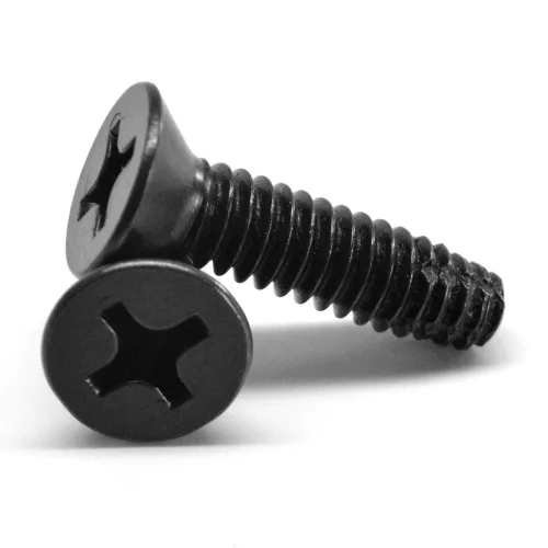 1/4-20 x 2 1/2 Tornillo de corte de rosca gruesa Phillips Cabeza plana Tipo F Acero de bajo carbono Óxido negro Pk 800