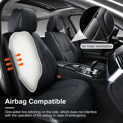 Miniatura 6 de BWTJF Fundas de asiento de automóvil negras juego completo, fundas universales para asientos delanteros y traseros para autos, protectores