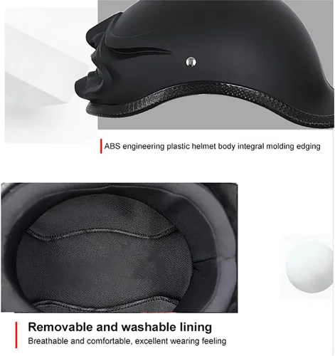 Miniatura 6 de Half-Shell - Casco de motocicleta, casco de motocicleta con cara abierta, certificación ECE/DOT, medio casco, M (57 ~ 22.8 in)