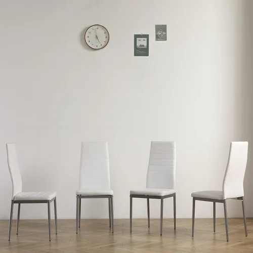 Juego de 4 sillas de comedor para comedor, sillas de cocina modernas con patas de metal y cojín tapizado de piel sintética para comedor y cocina
