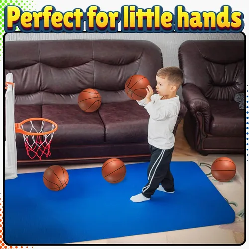 Miniatura 3 de Mini Basketball Set for Kids - 6 Inch (5 Pack) w/Hand Pump - Small Size Indoor Mini Hoop Balls for Toddlers - Over The Door Basketball Games, Indoor