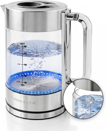 Miniatura 13 de OVENTE Hervidor eléctrico con vidrio de borosilicato de 1.7 L, hervidor de agua instantáneo de 1500 W y calentador para café o té, libre de BPA