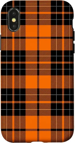 Miniatura 5 de Otoño cuadros naranja y negro patrón patrón caso para iPhone 17