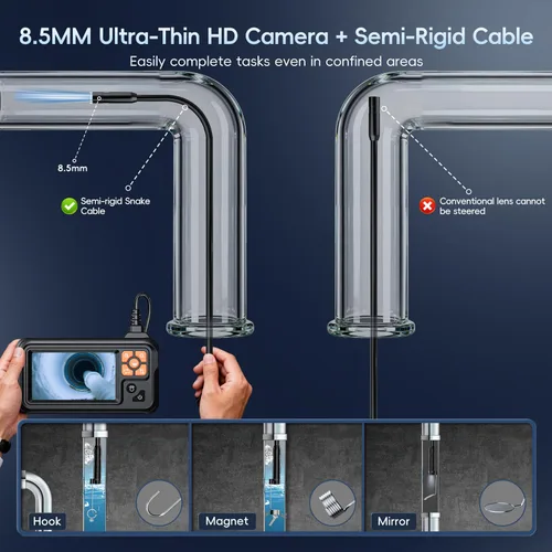 Miniatura 6 de SKYBASIC Cámara Endoscopio Industrial Boroscopio con Luz, 4.3'' HD Digital Portátil Impermeable Herramientas de Alcantarillado Cámara de Inspección