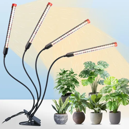 GameChanger! Luces de crecimiento de 36 W, no 15 W, 4 cabezales con clip fuerte para plantas de interior con temporizador, mejor regalo para amantes