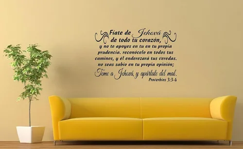 Miniatura 2 de byyoursidedecal Adhesivos de pared españoles Trust decorativo para pared Jehová, y apártate del mal Proverbios 3:3-4 Despegar y pegar Mensajes