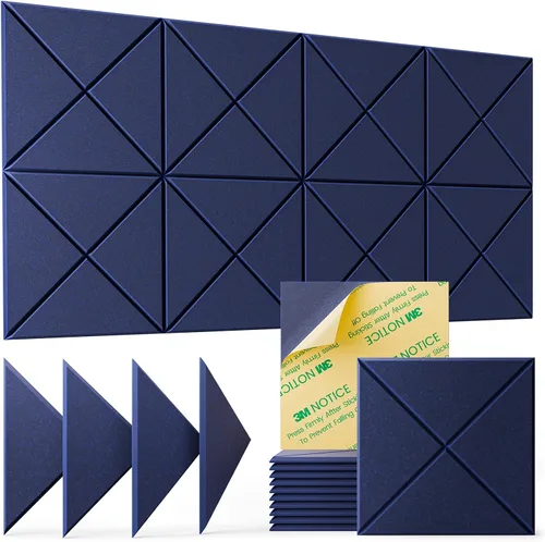 Miniatura 24 de Paquete de 22 paneles acústicos autoadhesivos, 12"X 12"X 0.4" paneles de espuma insonorizante, paneles de pared insonorizados de alta densidad
