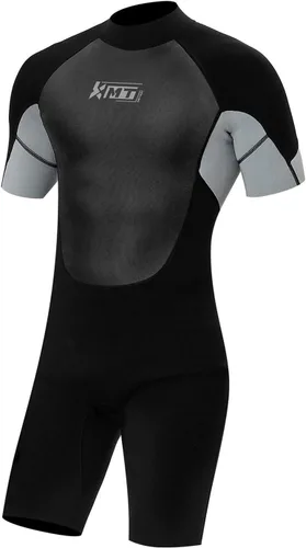 Miniatura 2 de KMT Traje de neopreno para hombre, trajes de neopreno cortos de 0.079 in con cremallera trasera, trajes húmedos de alta elasticidad CR
