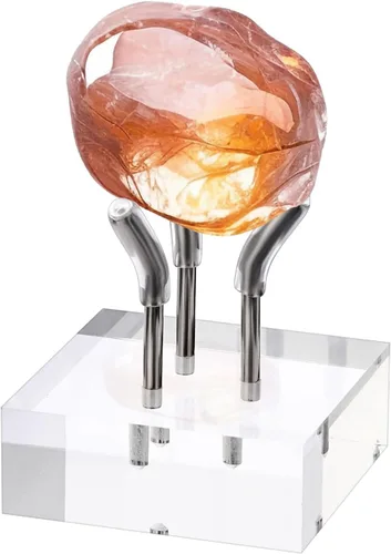 Miniatura 10 de Hipiwe Soporte de exhibición de brazo de metal dorado con base acrílica, soporte de caballete de exhibición pequeña para esfera, bolas de cristal