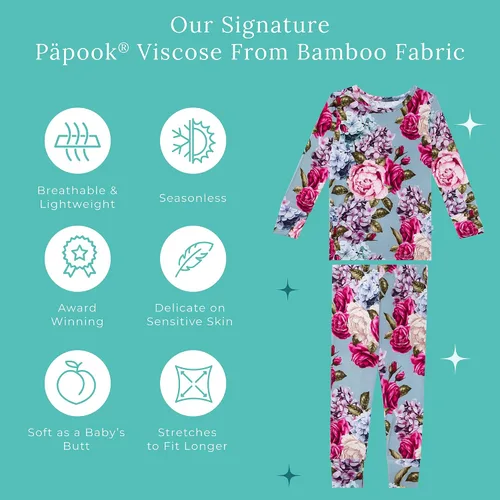 Miniatura 100 de Posh Peanut Pijamas para niñas, suaves, de viscosa de bambú para niños, pijamas a juego de manga larga para niñas