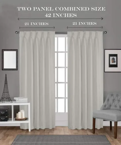Miniatura 3 de Par de paneles de cortinas plisadas de doble pellizco para ventana (con 2 paneles combinados, 42 pulgadas de ancho x 45 pulgadas de largo)