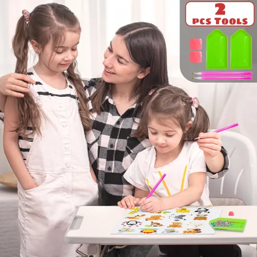 Miniatura 6 de Sinceroduct - Juego de 64 pegatinas de pintura de diamante 5D para niños y adultos, principiantes, pintura con diamantes por números, animales más