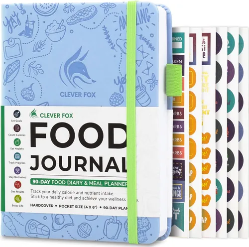 Clever Fox Diario de Alimentos de Bolsillo - Diario Diario de Alimentos, Planificador de Comidas para Rastrear Calorías y Nutrientes, Cuaderno