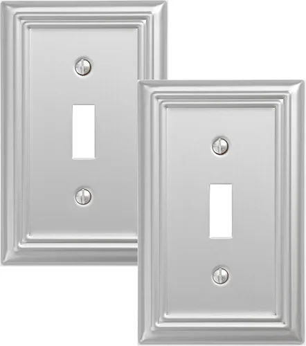 Miniatura 19 de OKAWYC Adler - Placa de pared metálica para interruptor de luz de palanca individual, paquete de 4 unidades de níquel cepillado de 1 banda, cubierta