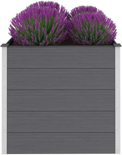 Miniatura 2 de WPC - Cama elevada para jardín de 39.4 x 39.4 x 35.8 pulgadas, color gris, maceta elevada para jardín de hierbas y flores