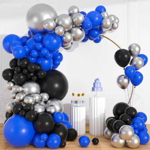 Miniatura 11 de 113pcs Black and Gold Balloon Garland Arch Kit, 18 12 10 5 Inch Black Metallic Gold Confetti Latex Balloons for 2026 Graduation Decorations Class of