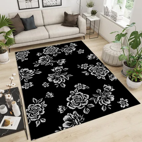 Miniatura 13 de Alfombra de área de flores simples moradas, alfombra abstracta degradada para interiores, decoración de sala de estar, cálida, suave, duradera