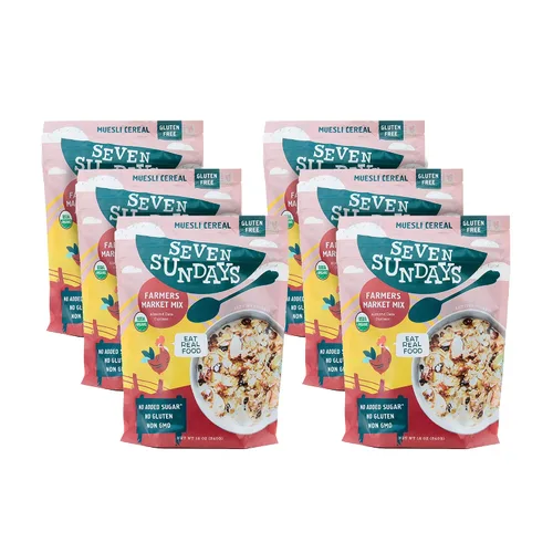 Miniatura 12 de Seven Sundays Farmers Market - Cereal orgánico Muesli de grosella y almendra, bolsa de 12 onzas, certificado sin gluten, sin OMG, sin azúcar