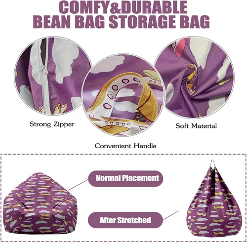 Miniatura 4 de Morbuy Funda para silla puff para niños y adultos (sin relleno), funda suave para sofá cama, lavable, de gran tamaño, para sala de estar