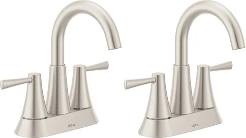 Miniatura 13 de Moen Ronan – Grifo de baño moderno de 4" con dos asas y montaje de desagüe a presión en níquel cepillado resistente a las manchas, 84022SRN
