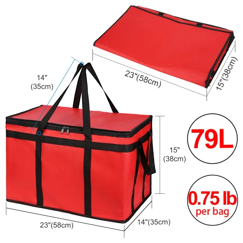 Miniatura 2 de Paquete de 1 bolsa aislada para entrega de alimentos, calentador de alimentos comercial XXXL para conductores de entrega, enfriador de comestibles
