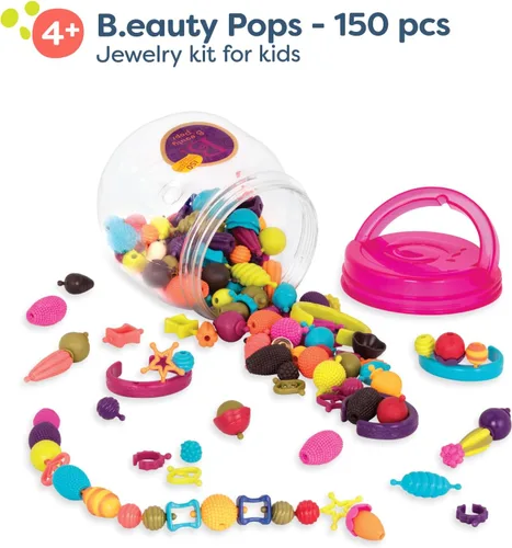 Miniatura 2 de B. toys Pop Arty! 150 piezas - Kit de fabricación de joyas - Juego creativo de cuentas pop para niños - Kit de fabricación de joyas de bricolaje